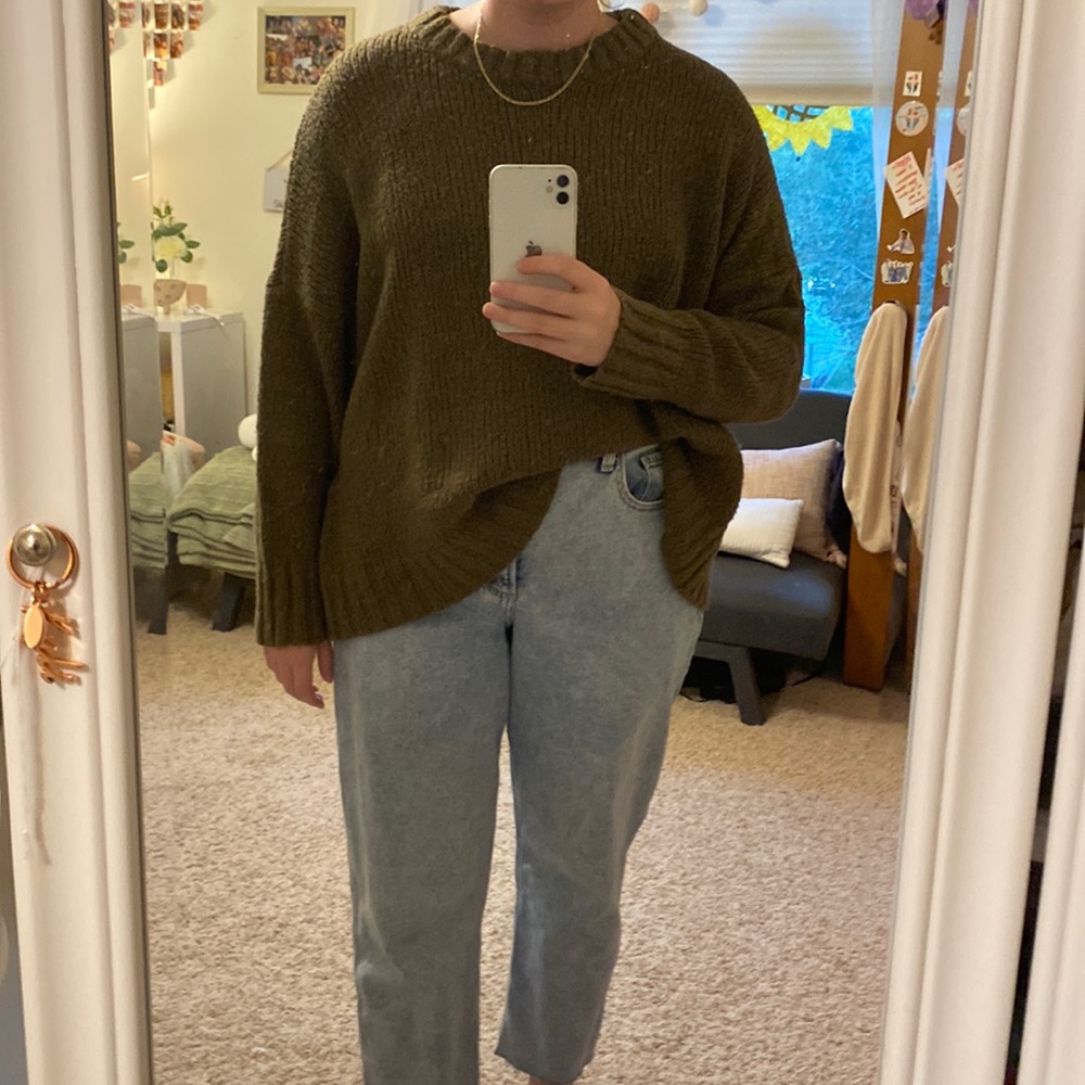 women’s oversized olive green aerie sweater